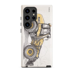 Furrow & Fields Tough case for Samsung® Matte / Samsung Galaxy S24 Ultra JCB TM420 Pencil Sketch | Tough case for Samsung® Quality Farmers Merch