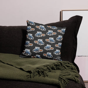 Ford 7810 Pillow Case – Charcoal, on a sofa