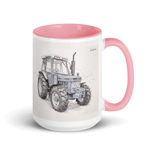 Ford 5610 Force II Pencil Sketch | 15 oz Mug with Color Inside - Pink