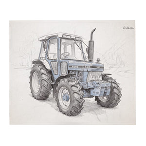 Ford 5610 Force II Pencil Sketch | Throw Blanket