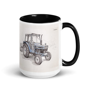 Ford 6640 SLE Pencil Sketch | 15 oz Mug with Color Inside - Black