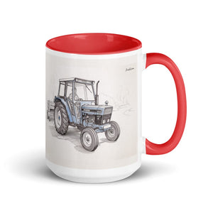 Ford 6640 SLE Pencil Sketch | 15 oz Mug with Color Inside - Red