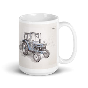 Ford 6640 SLE Pencil Sketch | White Glossy Mug