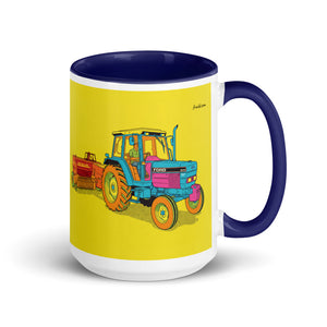 Ford 6640 SLE Pop Art | 15 oz Mug with Color Inside - Dark Blue