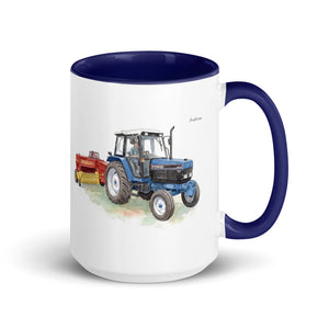 Ford 6640 SLE Watercolor | 15 oz Mug with Color Inside - Dark Blue