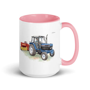 Ford 6640 SLE Watercolor | 15 oz Mug with Color Inside - Pink