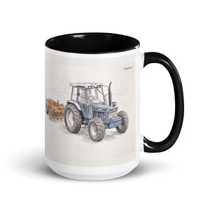 Ford 7810 Generation III Pencil Sketch | 15 oz Mug with Color Inside - Black