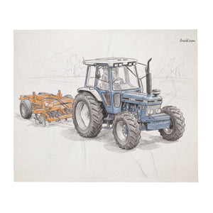 Ford 7810 Generation III Pencil Sketch | Throw Blanket