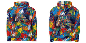 Furrow and Fields Hoodie Ford 6810 2WD Splash Art | All-Over Print Hoodie Quality Farmers Merch