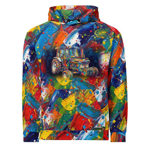 Furrow and Fields Hoodie Ford 6810 2WD Splash Art | All-Over Print Hoodie Quality Farmers Merch