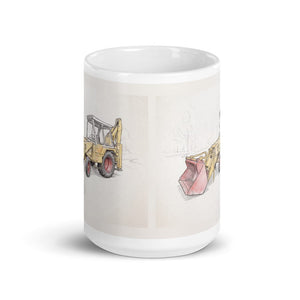 JCB 3C II Pencil Sketch | White Glossy Mug - view 2