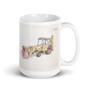 JCB 3C II Pencil Sketch | White Glossy Mug