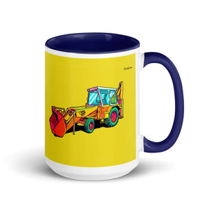 JCB 3C II Pop Art | 15 oz Mug with Color Inside - Dark Blue
