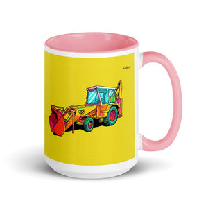 JCB 3C II Pop Art | 15 oz Mug with Color Inside - Pink