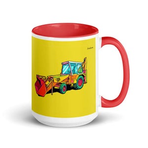 JCB 3C II Pop Art | 15 oz Mug with Color Inside - Red