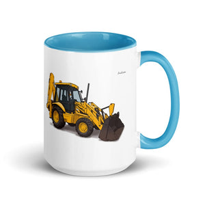 JCB 3CX Sitemaster Plus Illustration | 15 oz Mug with Color Inside - Blue