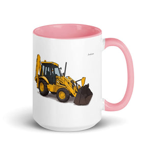 JCB 3CX Sitemaster Plus Illustration | 15 oz Mug with Color Inside - Pink