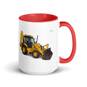 JCB 3CX Sitemaster Plus Illustration | 15 oz Mug with Color Inside - Red