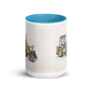 JCB 3CX Sitemaster Plus Pencil Sketch | 15 oz Mug with Color Inside - side view