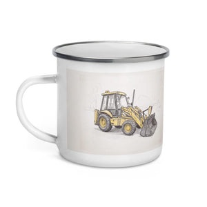 JCB 3CX Sitemaster Plus Pencil Sketch | Enamel Mug - view 3