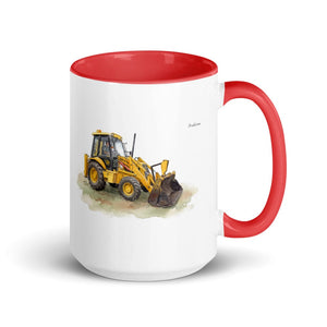 JCB 3CX Sitemaster Plus Watercolor | 15 oz Mug with Color Inside - Red