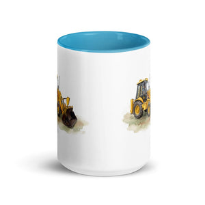 JCB 3CX Sitemaster Plus Watercolor | 15 oz Mug with Color Inside - side view