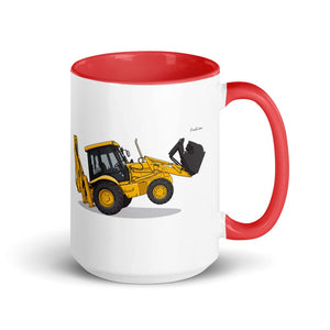 JCB 3CX Sitemaster SRS Illustration | 15 oz Mug with Color Inside - Red