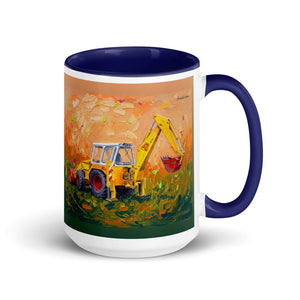 JCB 4D II Splash Art | 15 oz Mug with Color Inside - Dark Blue