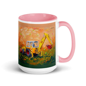 JCB 4D II Splash Art | 15 oz Mug with Color Inside - Pink