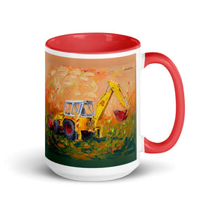 JCB 4D II Splash Art | 15 oz Mug with Color Inside - Red