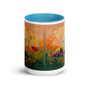 JCB 4D II Splash Art | 15 oz Mug with Color Inside - side view
