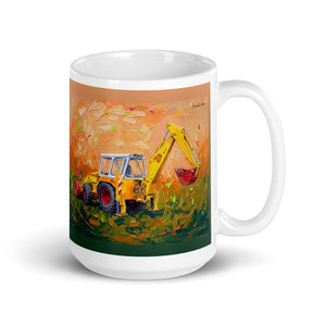 JCB 4D II Splash Art | White Glossy Mug