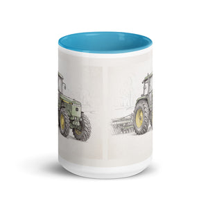 John Deere 4955 Pencil Sketch | 15 oz Mug with Color Inside - side view
