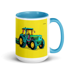 John Deere 4955 Pop Art | 15 oz Mug with Color Inside - Blue