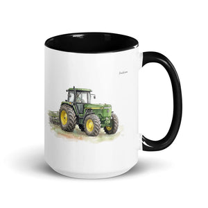 John Deere 4955 Watercolor | 15 oz Mug with Color Inside - Black