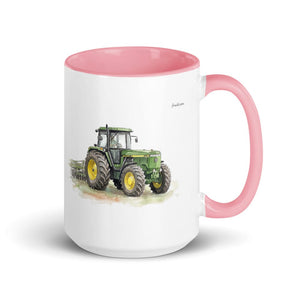 John Deere 4955 Watercolor | 15 oz Mug with Color Inside - Pink