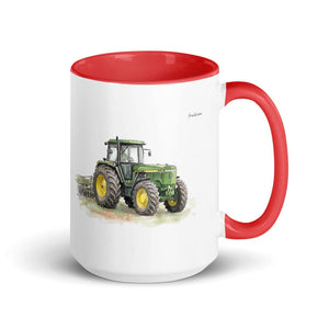 John Deere 4955 Watercolor | 15 oz Mug with Color Inside - Red