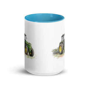 John Deere 4955 Watercolor | 15 oz Mug with Color Inside - side view