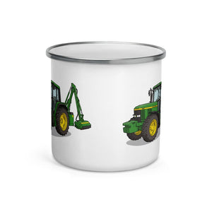 John Deere 6910 with Hedge Cutter Illustration | Enamel Mug - view 2