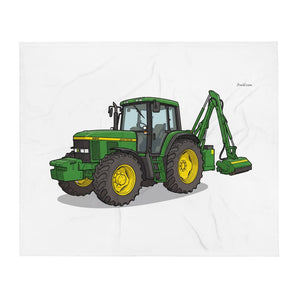 John Deere 6910 with Hedge Cutter Illustration | Throw Blanket