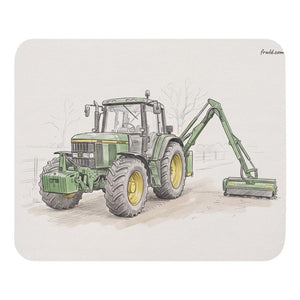 John Deere 6910 with Hedge Cutter Pencil Sketch | Mouse Mat