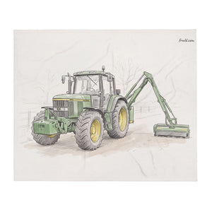 John Deere 6910 with Hedge Cutter Pencil Sketch | Throw Blanket
