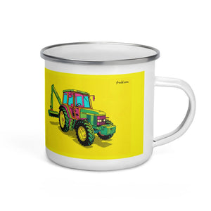John Deere 6910 with Hedge Cutter Pop Art | Enamel Mug