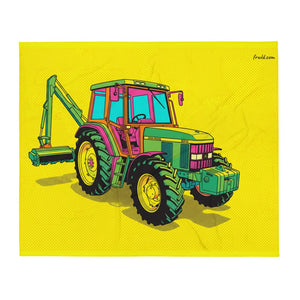John Deere 6910 with Hedge Cutter Pop Art | Throw Blanket