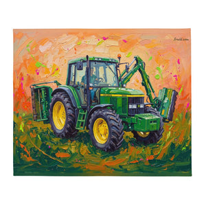 John Deere 6910 with Hedge Cutter Splash Art | Throw Blanket