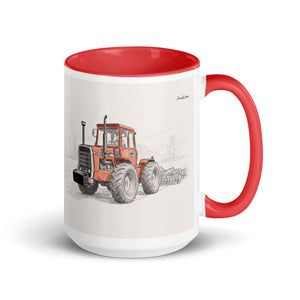 Massey Ferguson 1200 Pencil Sketch | 15 oz Mug with Color Inside - Red