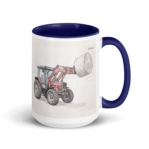 Massey Ferguson 3070 Autotronic Pencil Sketch | 15 oz Mug with Color Inside - Dark Blue
