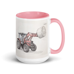 Massey Ferguson 3070 Autotronic Pencil Sketch | 15 oz Mug with Color Inside - Pink