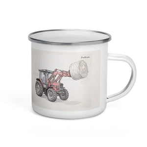 Furrow & Fields Massey Ferguson 3070 Autotronic Pencil Sketch | Enamel Mug Quality Farmers Merch
