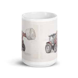 Furrow & Fields Massey Ferguson 3070 Autotronic Pencil Sketch | White Glossy Mug Quality Farmers Merch